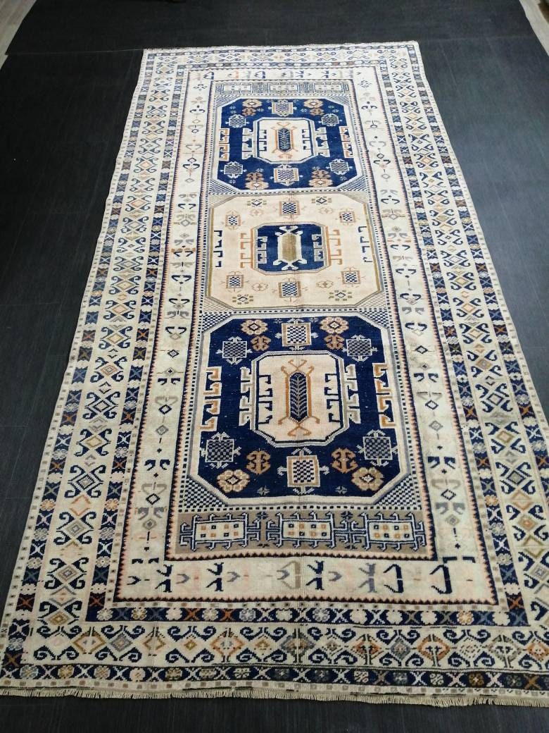 Vintage Hand Made Rug, 4.7x10 Oushak Rug, Turkish Rugs, Bohemian Rug, Persian Rug Turkish Rug, 5x10 Rug, Vintage Rug Wool Rug Oriental Rug