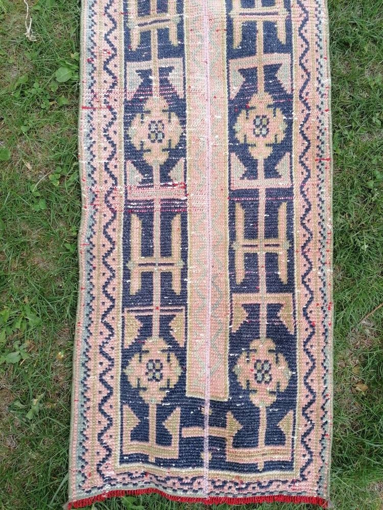 2x10 feet overlong runner, turkish runner rug, pink vintage runner rug, hallway handmade rug, kitchen runner rug, wool rug overlong runner