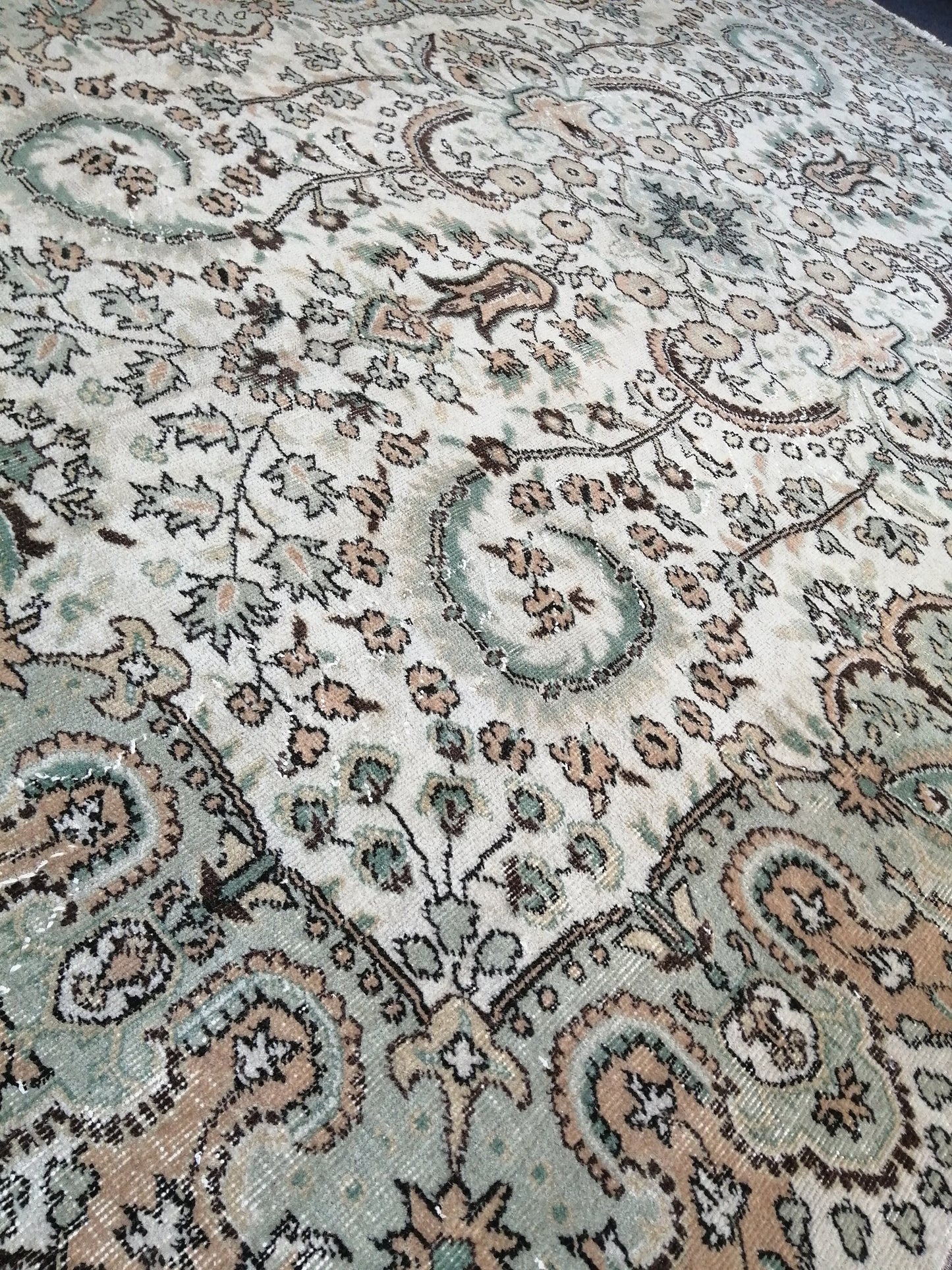 6.6 x 10.3 Vintage Rugs TURKISH HAND MADE Rugs Vintage Turkish Rugs Oushak Rug Turkish Oushak Rug, Vintage Oushak Rug, Wool Rug