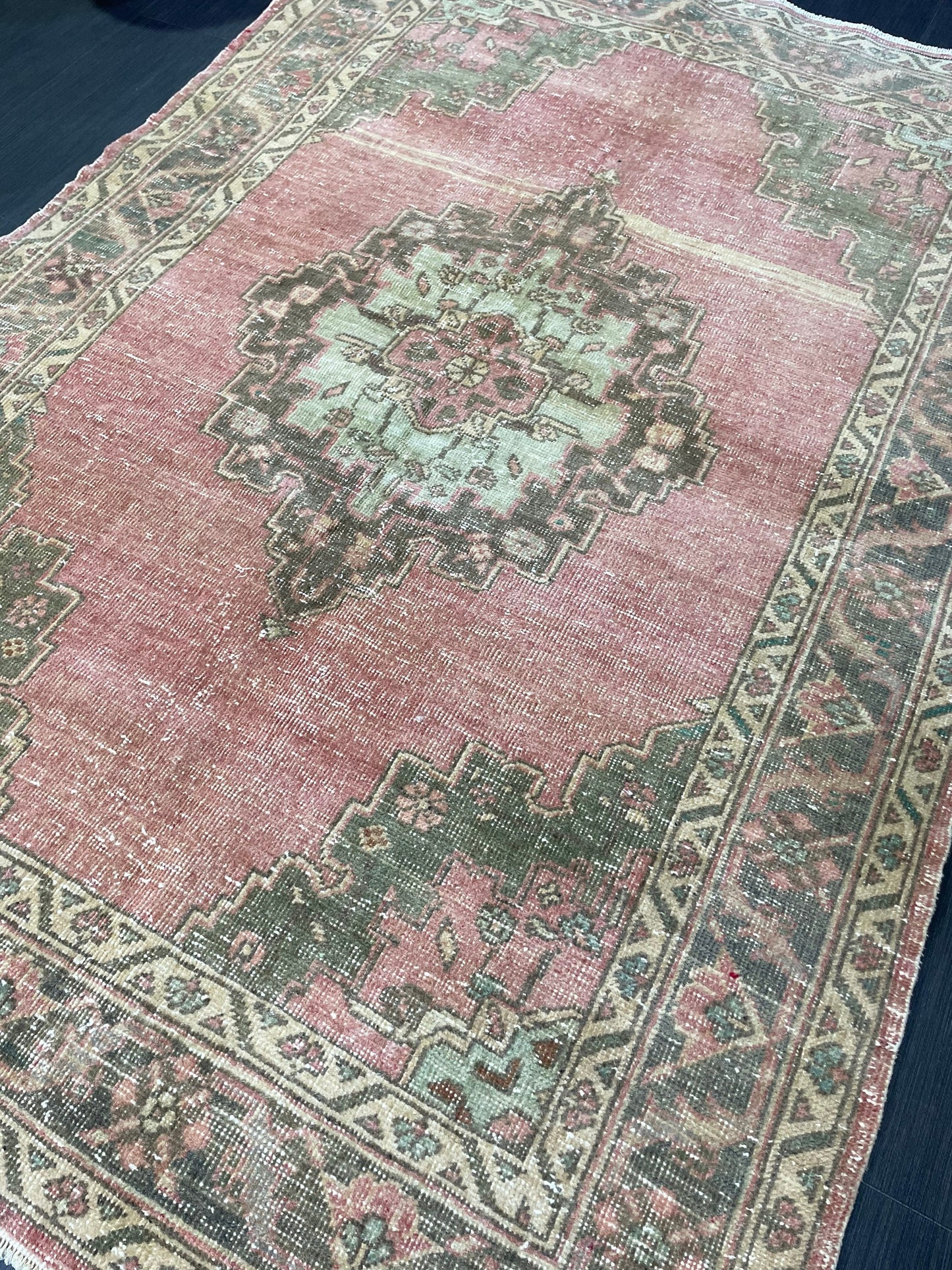 Handmade Rug, Vintage 4.4 x 6.4 Turkish Rug, Persian Rug, NATURAL Wool Rug, Living Room Rug, Oushak Rug, Hand Knotted Rug, Kitchen Rug,