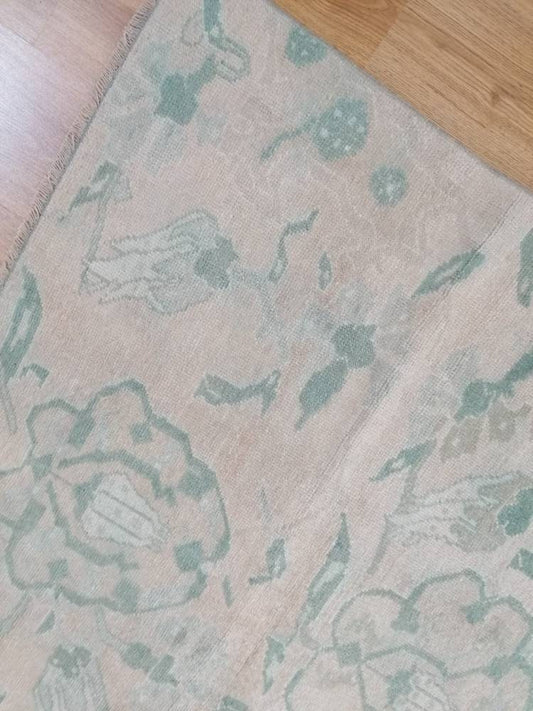 4.6 x 7.2 Vintage rug, green oushak rug living room rug