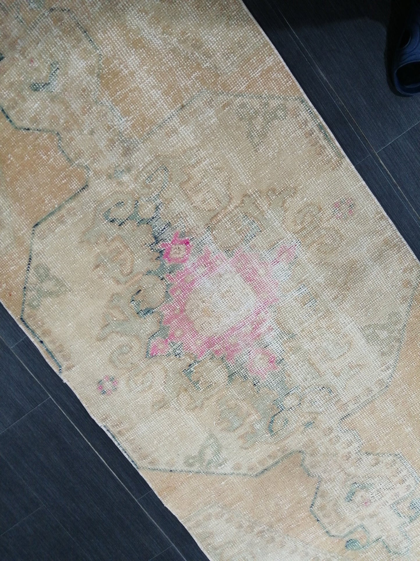 2.8 x 6.5 Distressed Runner Rugs, Hand Made runner Rug, Oushak Rug, Rustic Rug, Rug Runner, Turkish Rug, Vintage Rug, Wool rug