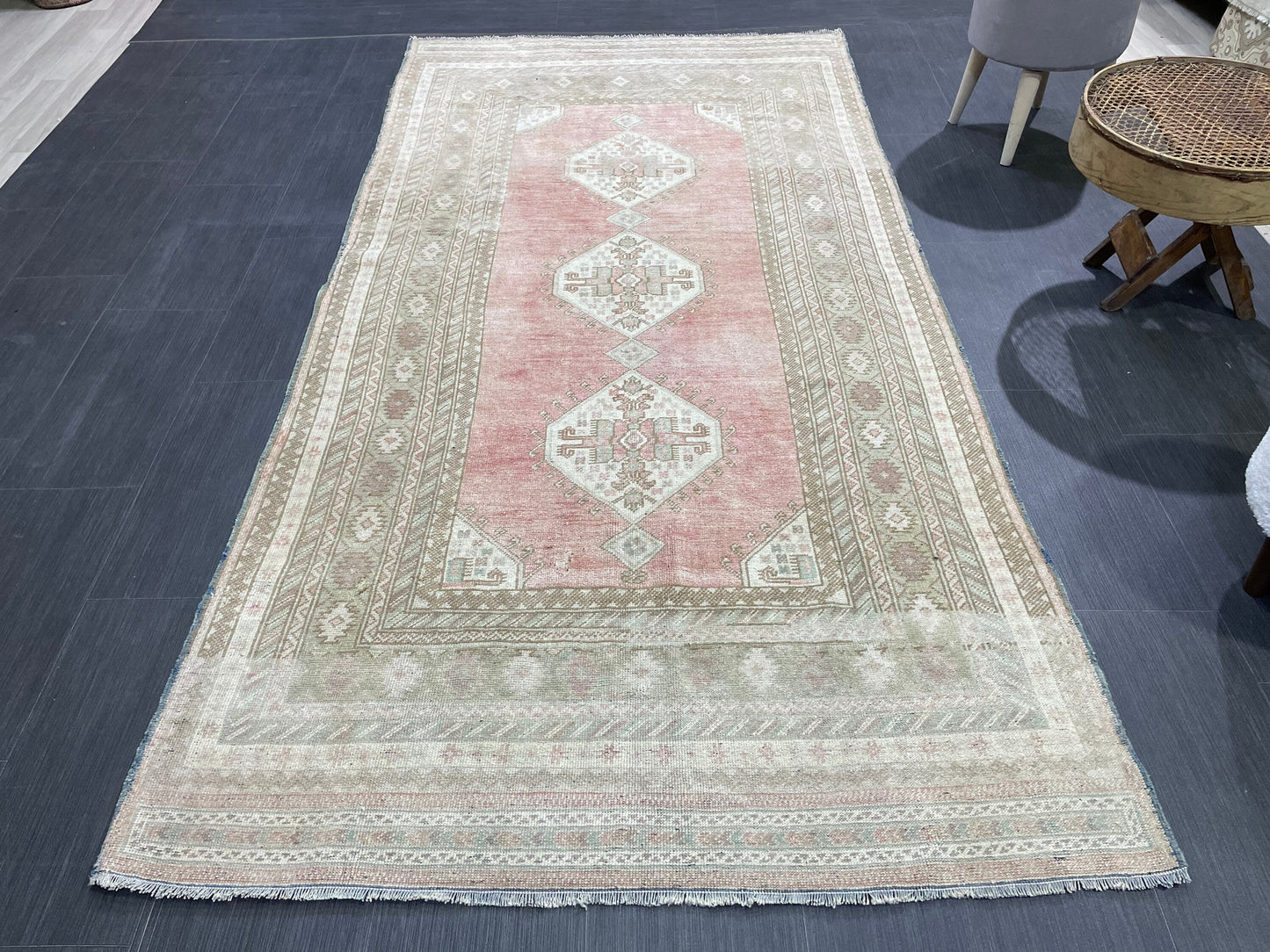 Vintage RUG, TURKISH 4.2 x 8.5 Rug, Vintage Handmade Rug, Wool Hand Knotted Rug, Hand Made Rug Quality Turkish Rug