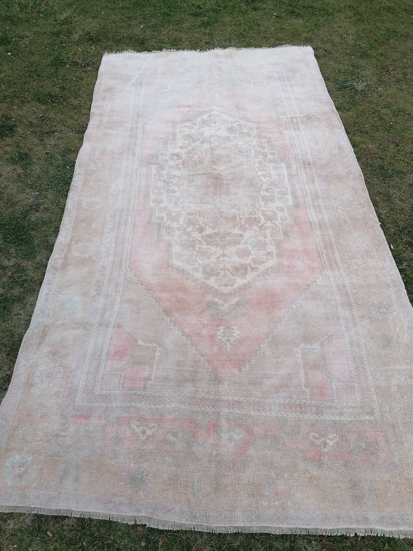 Muted runner rug, oushak turkish runner rug 5'3x10 pastel vintage runner rug, handmade wool runner, hallway runner rug