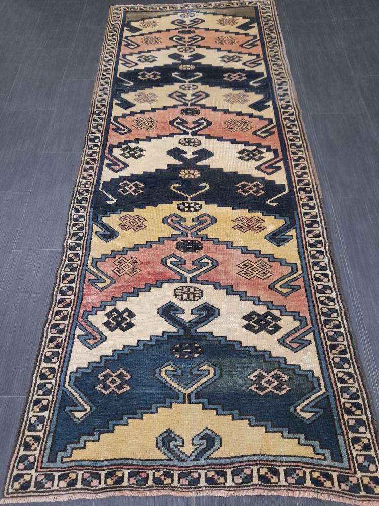 Vintage Runner RUG Navy Blue TURKISH 3x8 Rug Vintage Oushak Runner Rug Vintage Oriental Runner Rug Vintage Persian Hand Made Runner Rugs