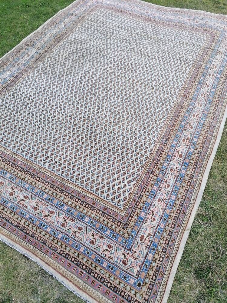 7'2x10'6 persian wool rug, vintage wool rug, oushak hand made rug, bohemian rug, living room rug