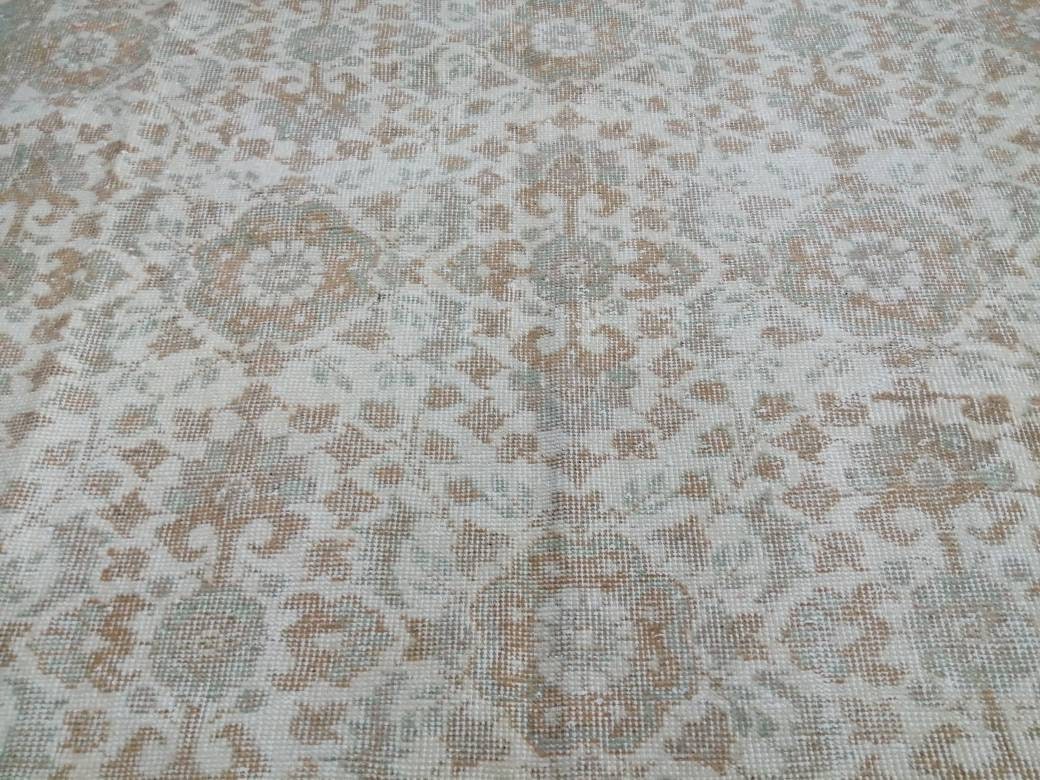Vintage Turkish Rug 5.9 x 10. 3 Muted Vintage Persian Rug Muted Vintage Rug Wool Muted Oushak Rug Hand Made Rugs Vintage 6x10 Turkish Rug