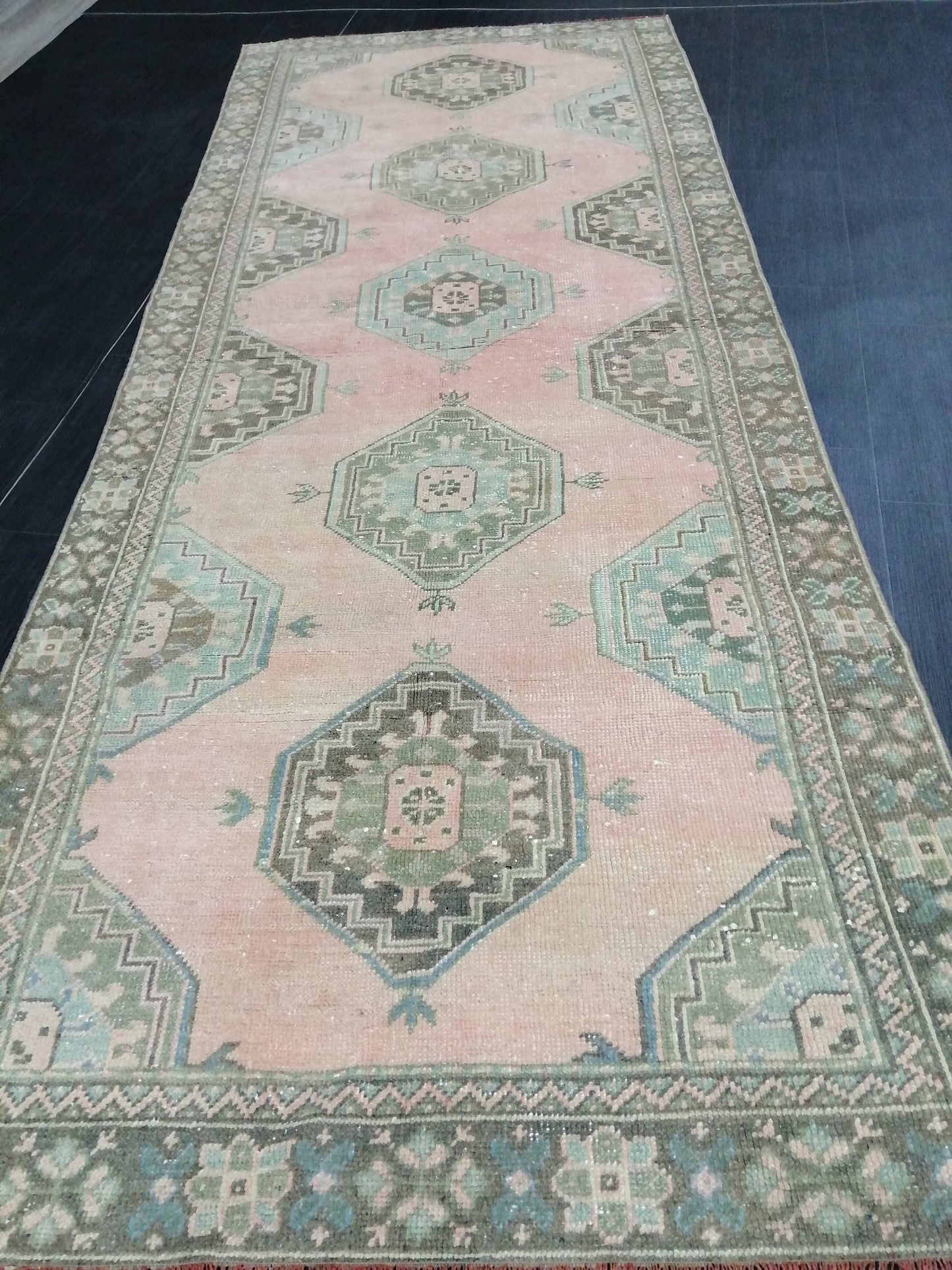 Oushak Runner Rug 10.4 x 4 Vintage Runner Rug Hallway Runner Rug Kitchen Runner Rug Wool Runner Rug Wool Oushak Rug