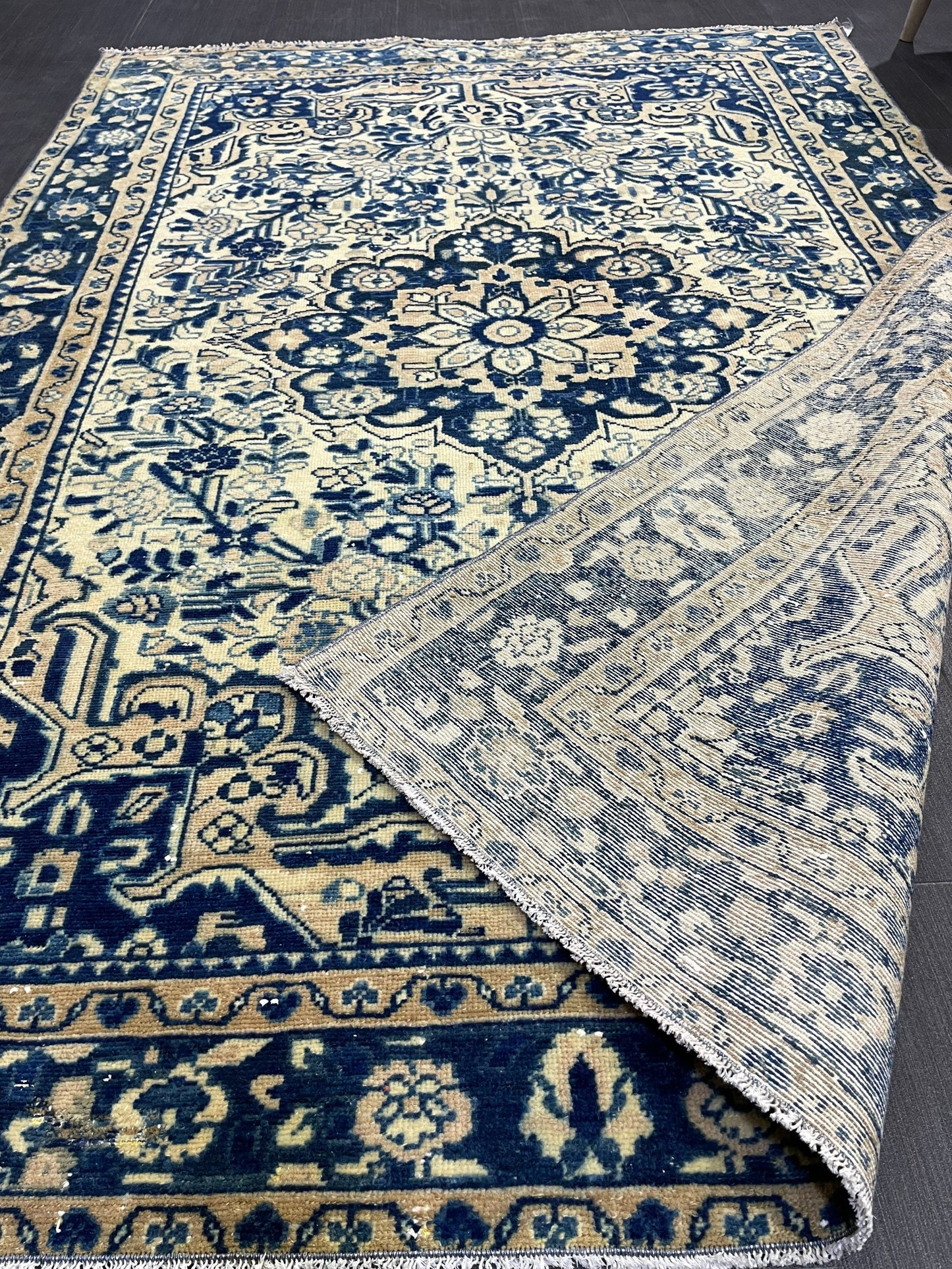 Persian Rug, Vintage 4.5 x 6.5 Rug, Navy Hand Knotted Rug, HANDMADE Rug, Vintage Turkish Rug, Oushak Rug, Oriental Rug, Wool Rug