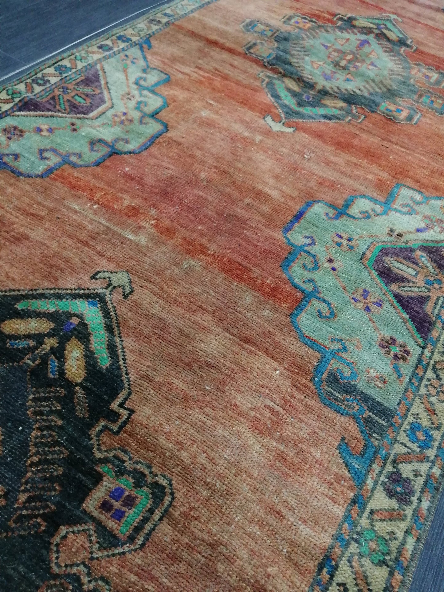 8.5 x 3.2 Oushak Runner Rug Old Turkish Runner Rug Vintage Runner Rug Hallway Runner Rug Kitchen Runner Rug Wool Runner Rug Wool Oushak Rug