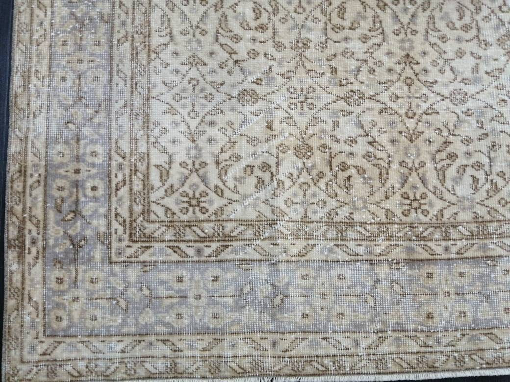Muted Vintage Rug Neutral 6.5 x 10 Oushak Rug Vintage Rug Wool Oushak Rug Neutral Hand Made Rugs Vintage Turkish Rug 7x10