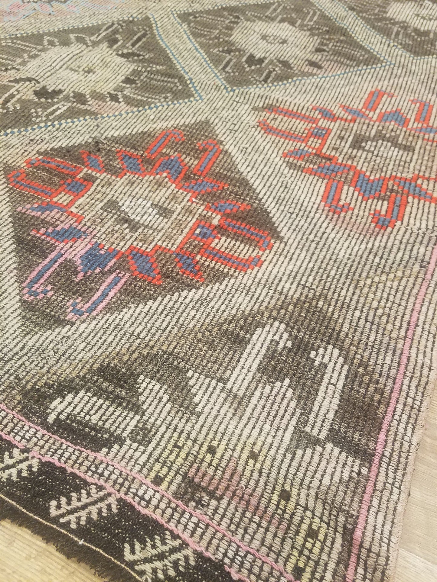 6 x 9 flatwoven with embroidery rug, handmade kilim wool rug, vintage turkish rugs oushak rug vintage oushak rug, wool rug