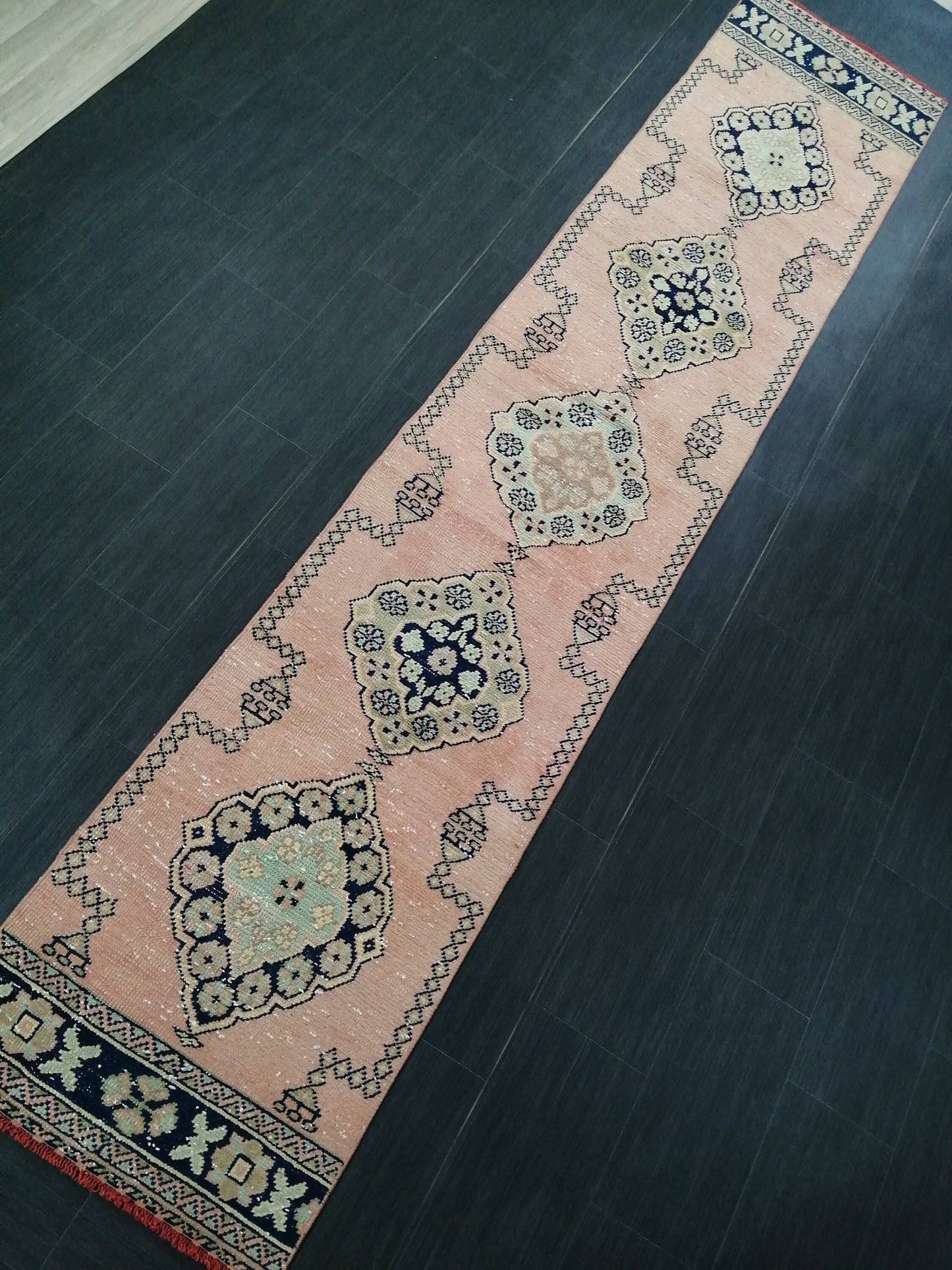 Oushak Runner Rug 2.3 x 11.7 Muted Vintage Runner Rug Hallway Runner Rug Kitchen Runner Rug Wool Runner Rug Wool Oushak Rug