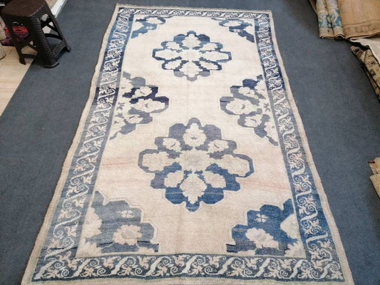 5.5 x 9.2 Turkish rug, oushak wool rug vintage handmade rug, living room rug
