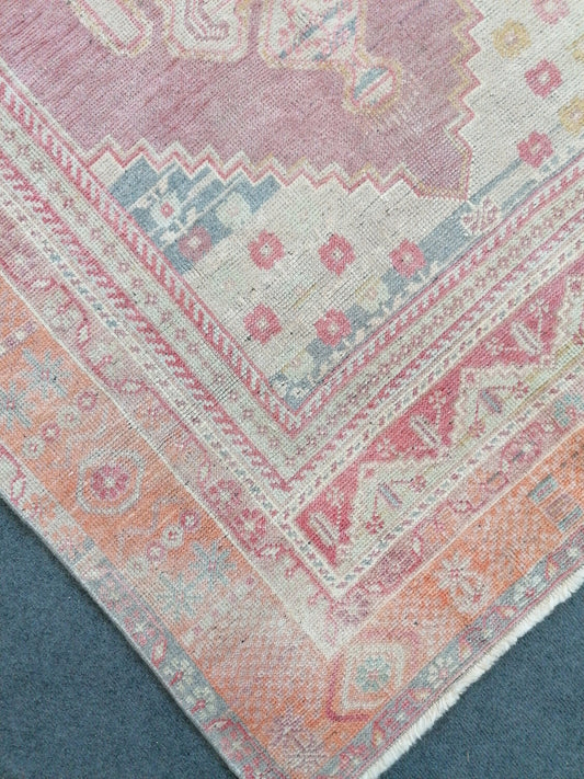 4.3 x 8 vintage pastel rug,anatolian rug, oushak vintage rug, pastel