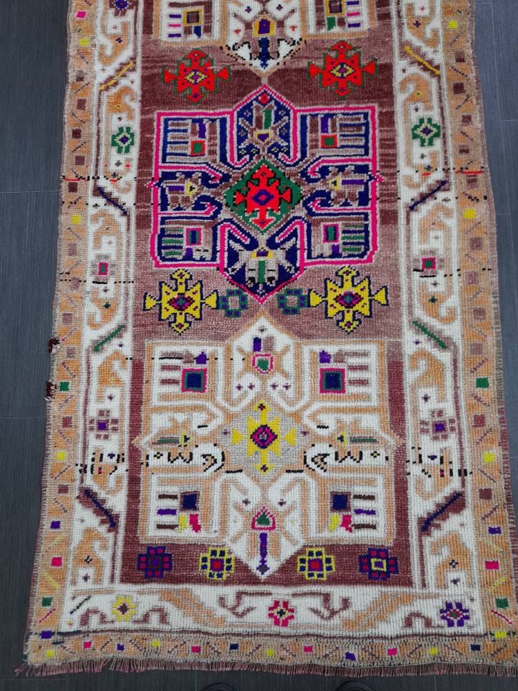 Oushak Runner Rug 3 x 11.5 Turkish Runner Rug Muted Vintage Runner Rug Hallway Runner Rug Kitchen Runner Rug Wool Staircase Runner Rug