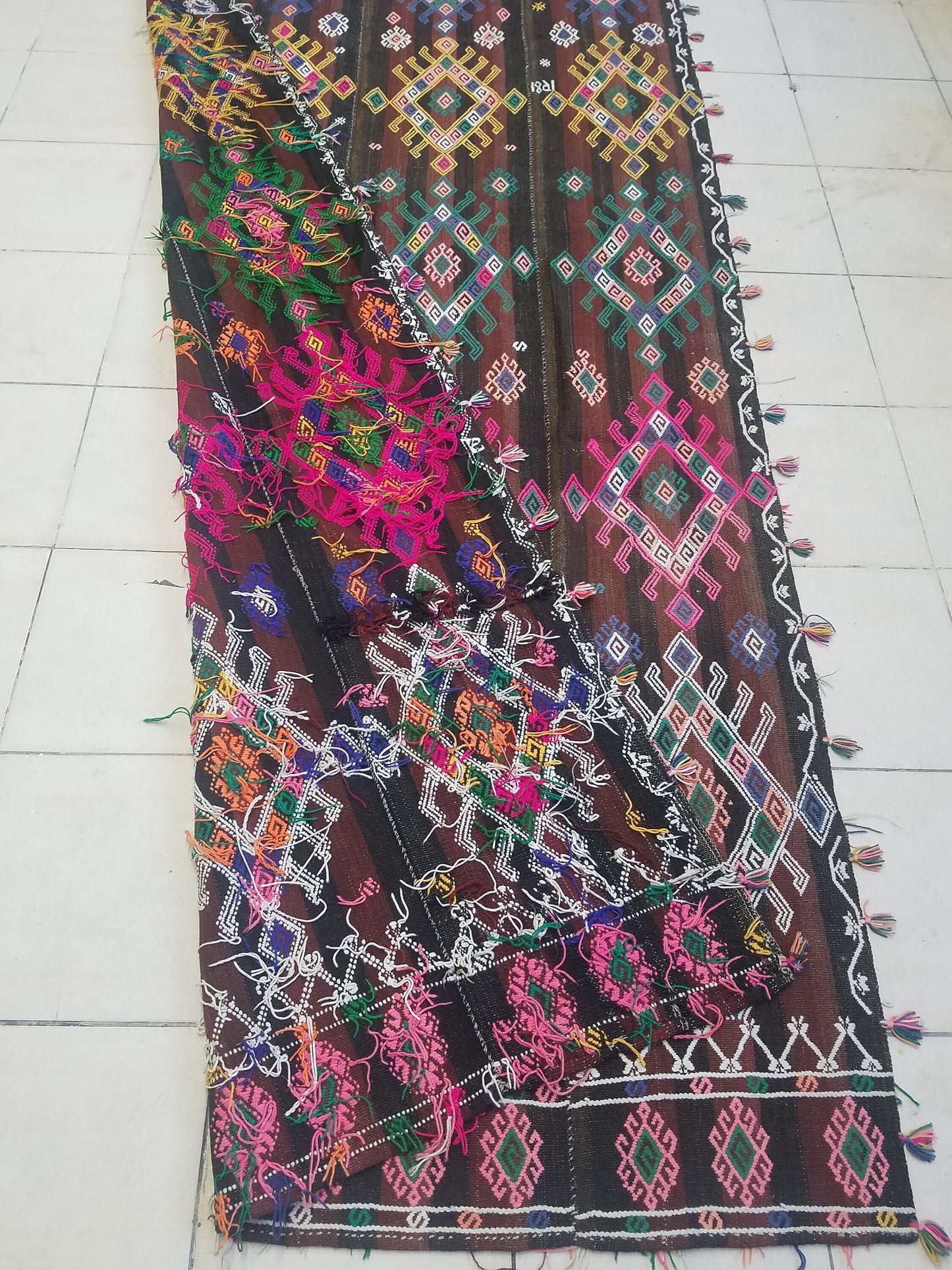 Turkish cicim rug,turkish kilim rug,nomadic cicim rug,anatolian area cicim rug,hand made kilim rug,decorative turkish kilim rug,141x57 inche