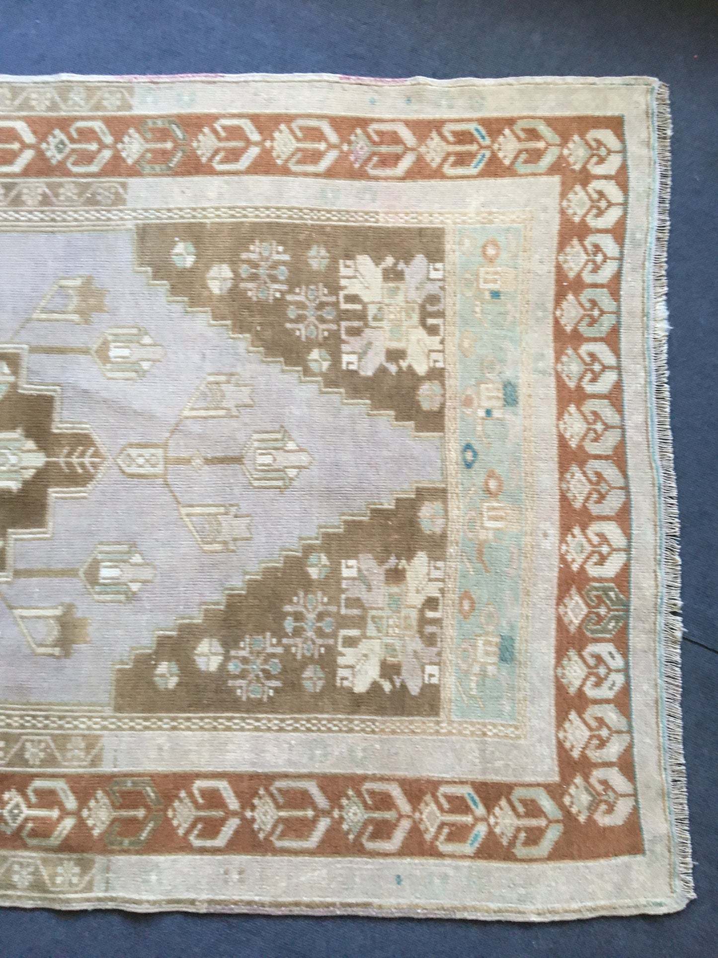 4x8.5 feet handmade natural turkish bedroom floor rug, vintage bedroom oushak large rug, bathroom area wide rug,living room brown large rug