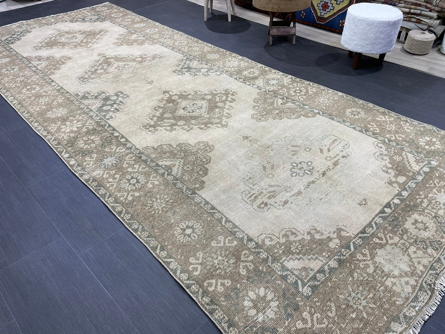 Handmade 5 x 12.4 Runner Rug, Oushak Runner Rug, Turkish Runner Rug, Hand Knotted Runner Rug, Hallway Runner Rug Kitchen Runner Wool Runner