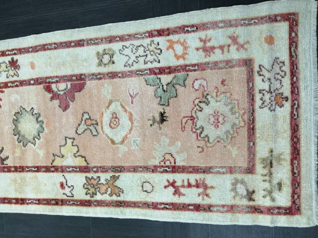 Vintage Turkish Oushak Runner Rug 2.9 x 14 Turkish Runner Rug XL Vintage Muted Runner Rug Extra Long Runner Rug Plush Soft Wool Runner