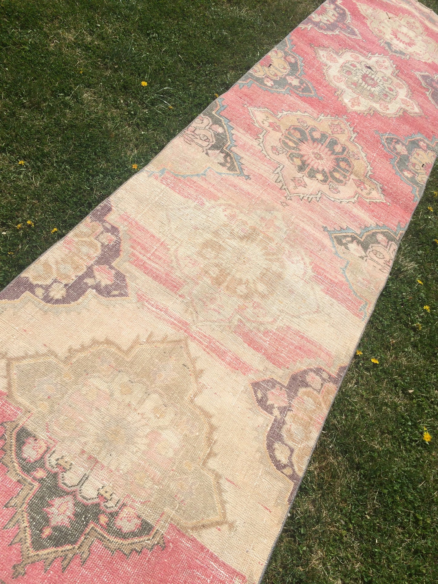 13 x 3 VINTAGE RUNNER Rug, Muted Vintage Turkish Runner Rug, Oushak Runner Rug, Hand woven Rug, High Quality wool runner Rug,3x13 Runner