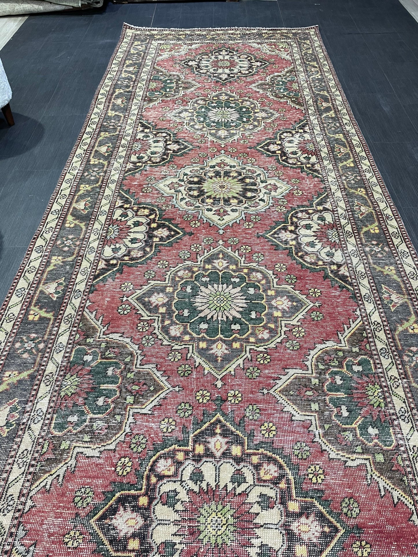 Turkish Runner Rug, Turkish Runner 4.7 x 12.3 Rug, Vintage Runner Rug, Hallway Runner Rug Kitchen Runner Rug, Wool Runner Rug Persian Rug