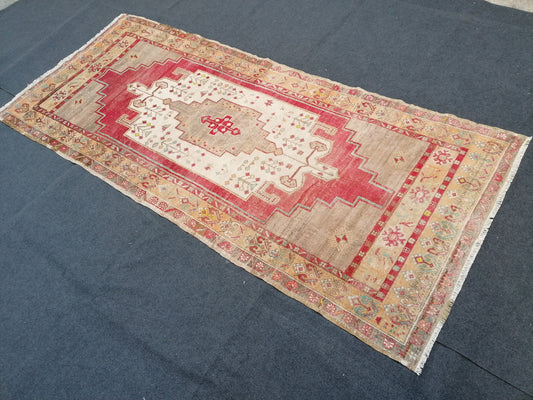3.10 x 8.5 Oushak turkish rug, vintage turkish rug,