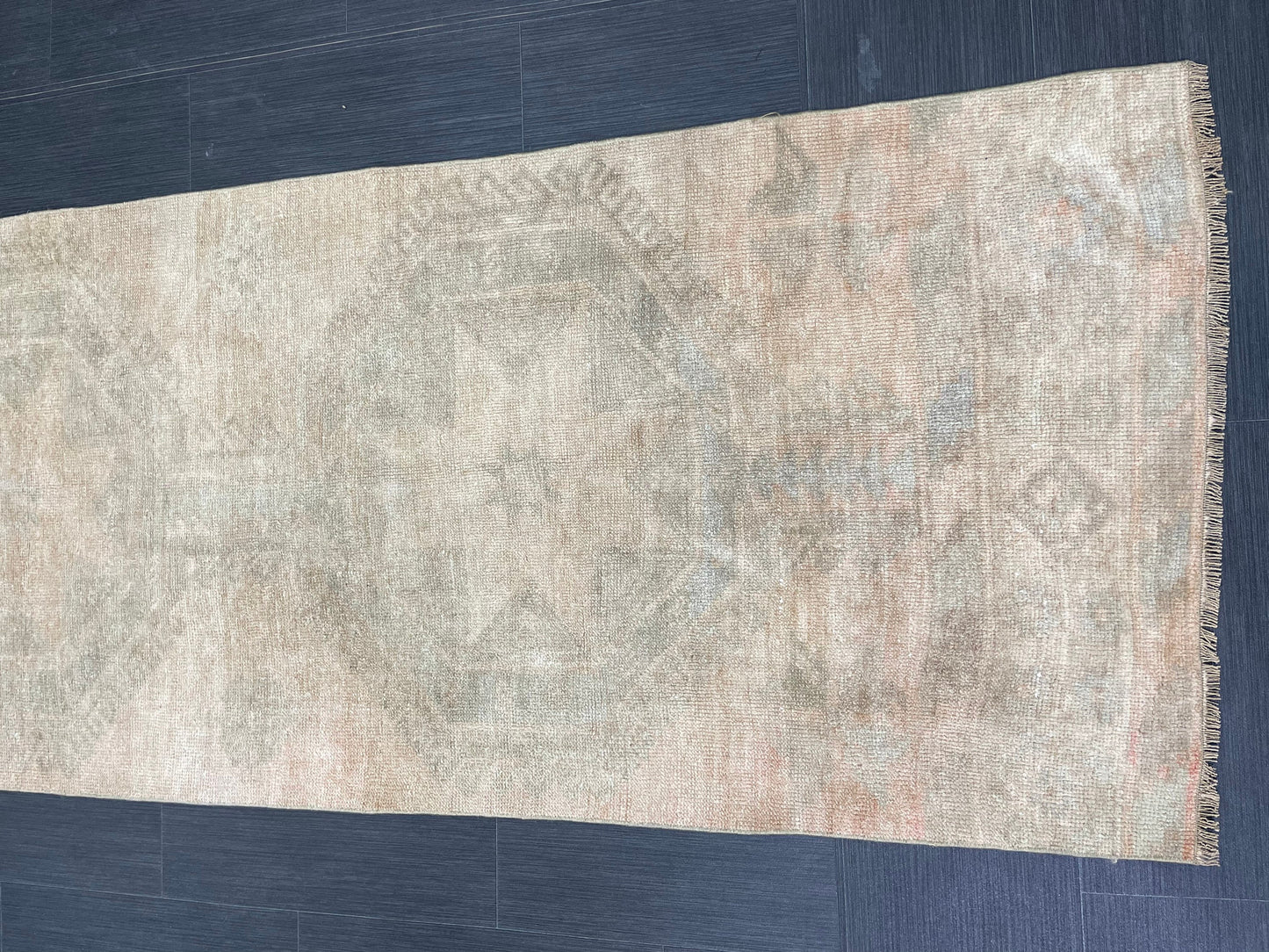 Muted Vintage Runner Rug 2.7 x 12.2 Muted Turkish Runner Star Rug Muted Oushak Runner Rug Hallway Runner Kitchen Runner Rug Wool Runner