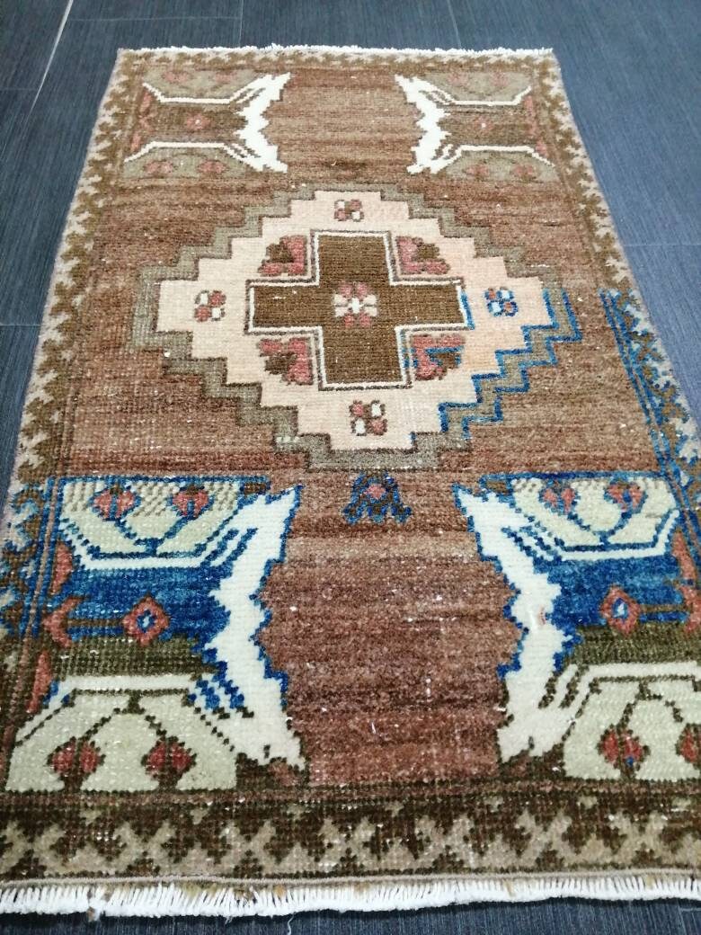 Muted Vintage Rug Small Rug Vintage Rug Wool Oushak Rug Oriental Hand Made Rugs Small Vintage Turkish Rug