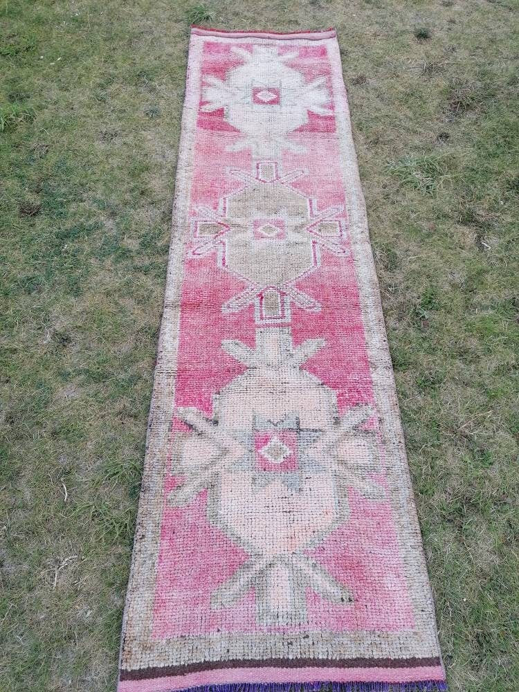 Hallway runner 2'8x10 vintage runner rug, hand made wool rug, kitchen rug, oushak rug