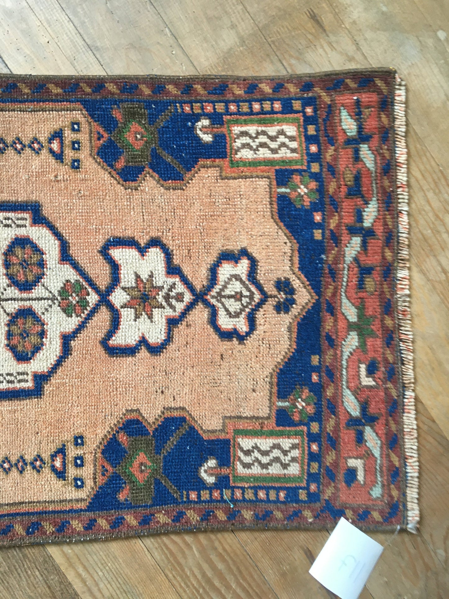 2x3 feet blue muted vintage turkish bath mat, handmade pink kitchen floor small rug, etnique wool anatolian mini rug,tiny small entryway rug