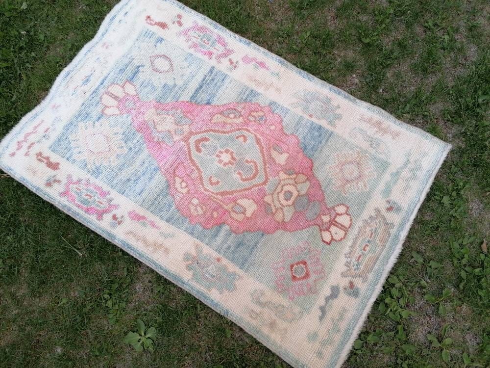 Oushak turkish wool rug 2'11x4'5 new production oushak handmade rug, living room rug, bohemian rug