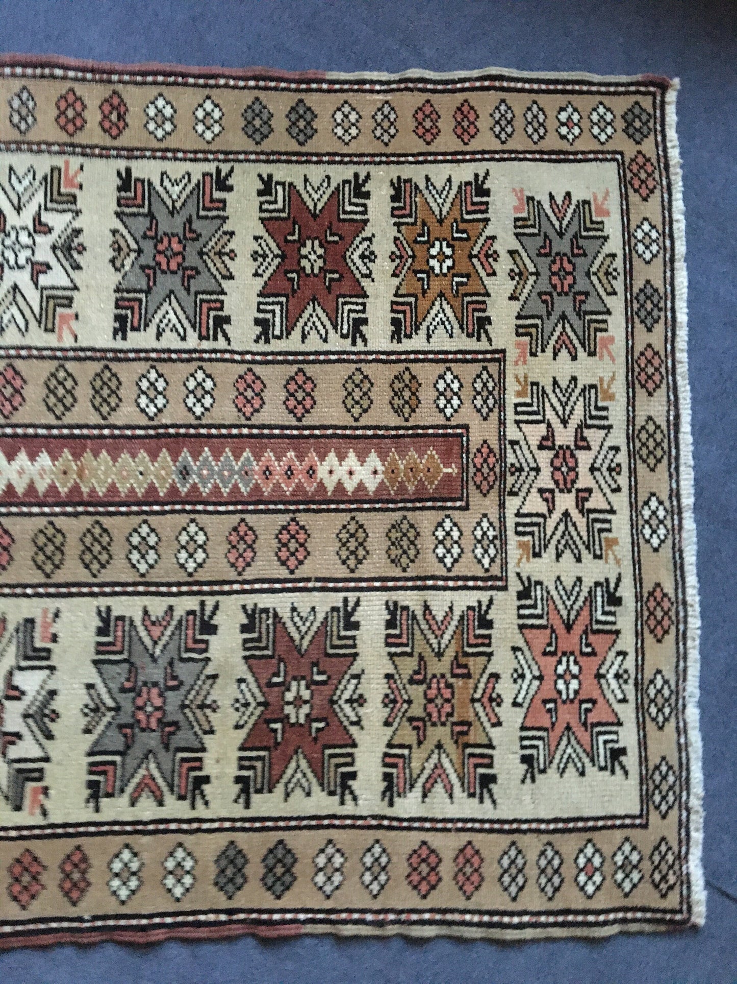 3.5x6 feet natural handmade wool large rug, turkish living room area rug, wide bedroom brown rug, oushak vintage kitchen floor bohem rugs