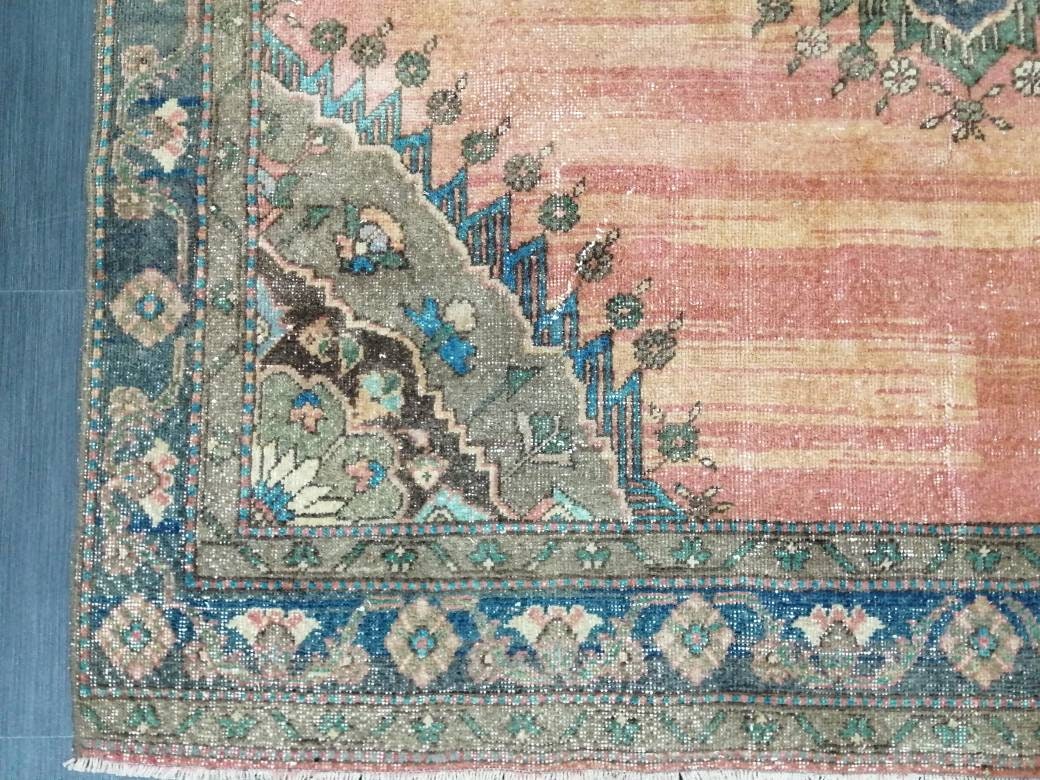 Turkish RUG 6.5 x 8.9 Oushak Rug Vintage Oriental Rug Vintage Persian Rug Wool Hand Knotted Rug Handmade Rugs Vintage Turkish Rug