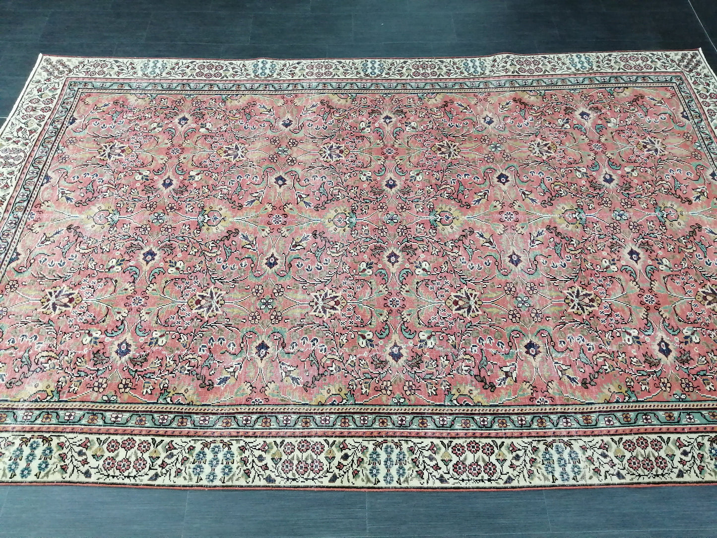 Floral OUSHAK RUG 10.2 x 6.2 TURKISH Rug Oriental Vintage Wool Rug Hand Made Rugs Vintage Turkish Rug