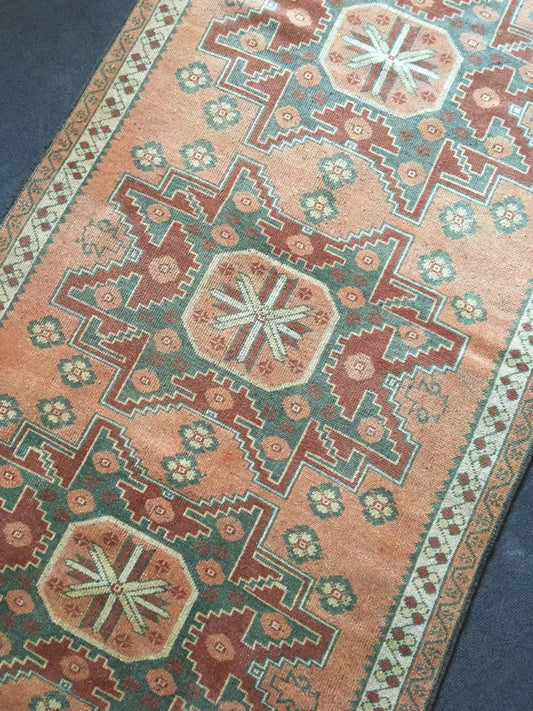 3.4x5.7 feet handmade natural wool rug, turkish anatolian design vintage kitchen area rug, bohemian bedroom floor rug, muted color brown rug