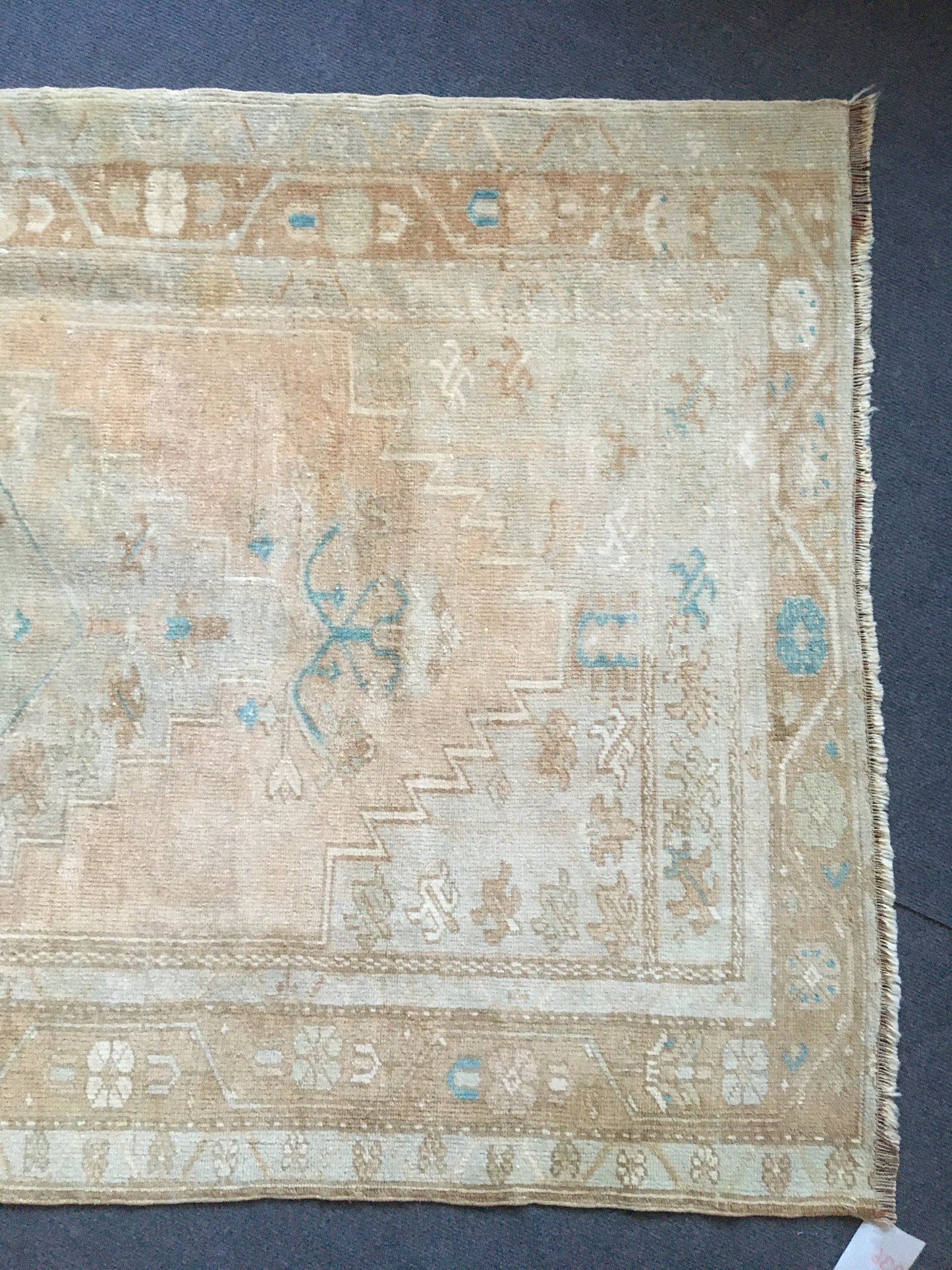 3.4x6.2 feet natural wool large rug, turkish kitchen area rug, oushak bedroom rug, hallway middle floor rug, brown muted bathroom floor rugs