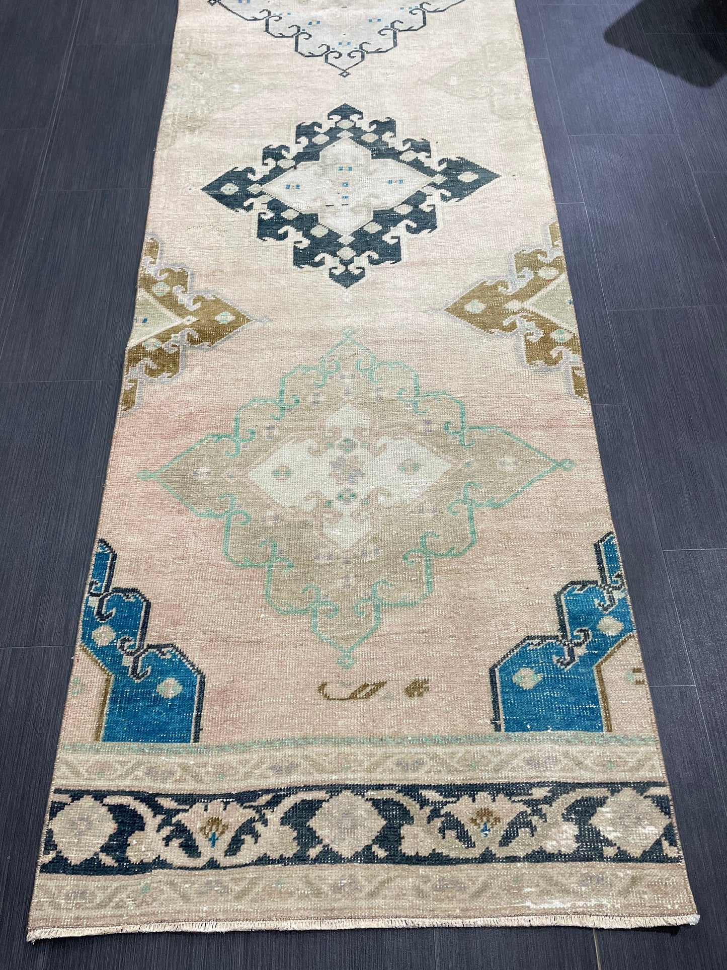 Oushak Runner Rug Turkish 2.7 x 13 Runner Rug Vintage Runner Rug Hallway Runner Rug Kitchen Runner Rug Wool Runner Rug Handmade Rug