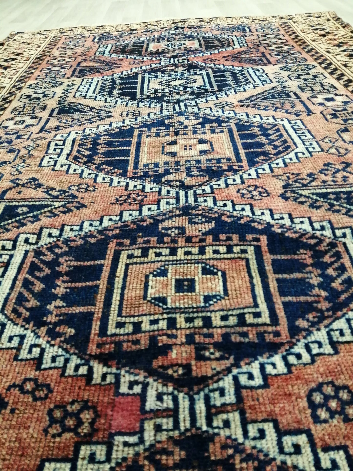 4.8 x 10 Runner RUG Navy Blue Vintage Persian Rug TURKISH Oushak Rug Vintage Runner Rug Vintage Runner Rug Wool Oushak Rug Hand Made Runner