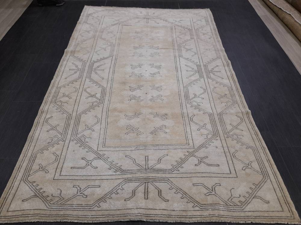 Muted Vintage RUG 5.2 x 8.3 Turkish Rug Antique Rug