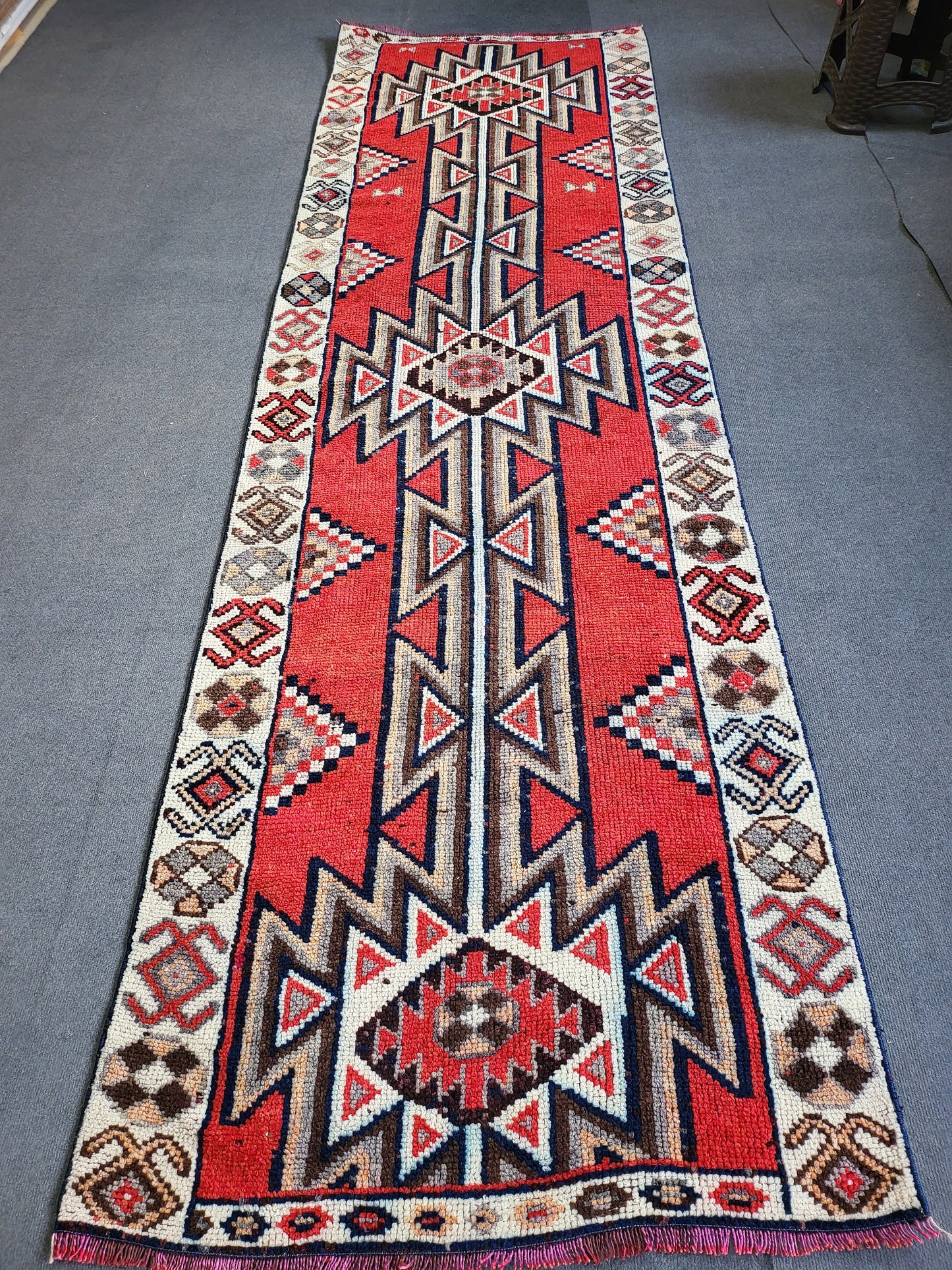 Oushak Runner Rug Turkish 3.2 x 11 Runner Rug Vintage Runner Rug Hallway Runner Rug Kitchen Runner, HANDMADE Runner Rug Wool Anatolian Rug