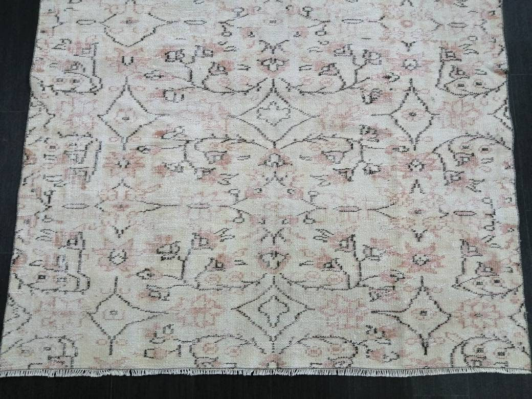 Muted Vintage RUG TURKISH Large Rug 5.5 x 8.3 Oushak Rug Vintage Oushak Rug Vintage Rug Muted Faded Rug Hand Made Rug Vintage Neutral Rug