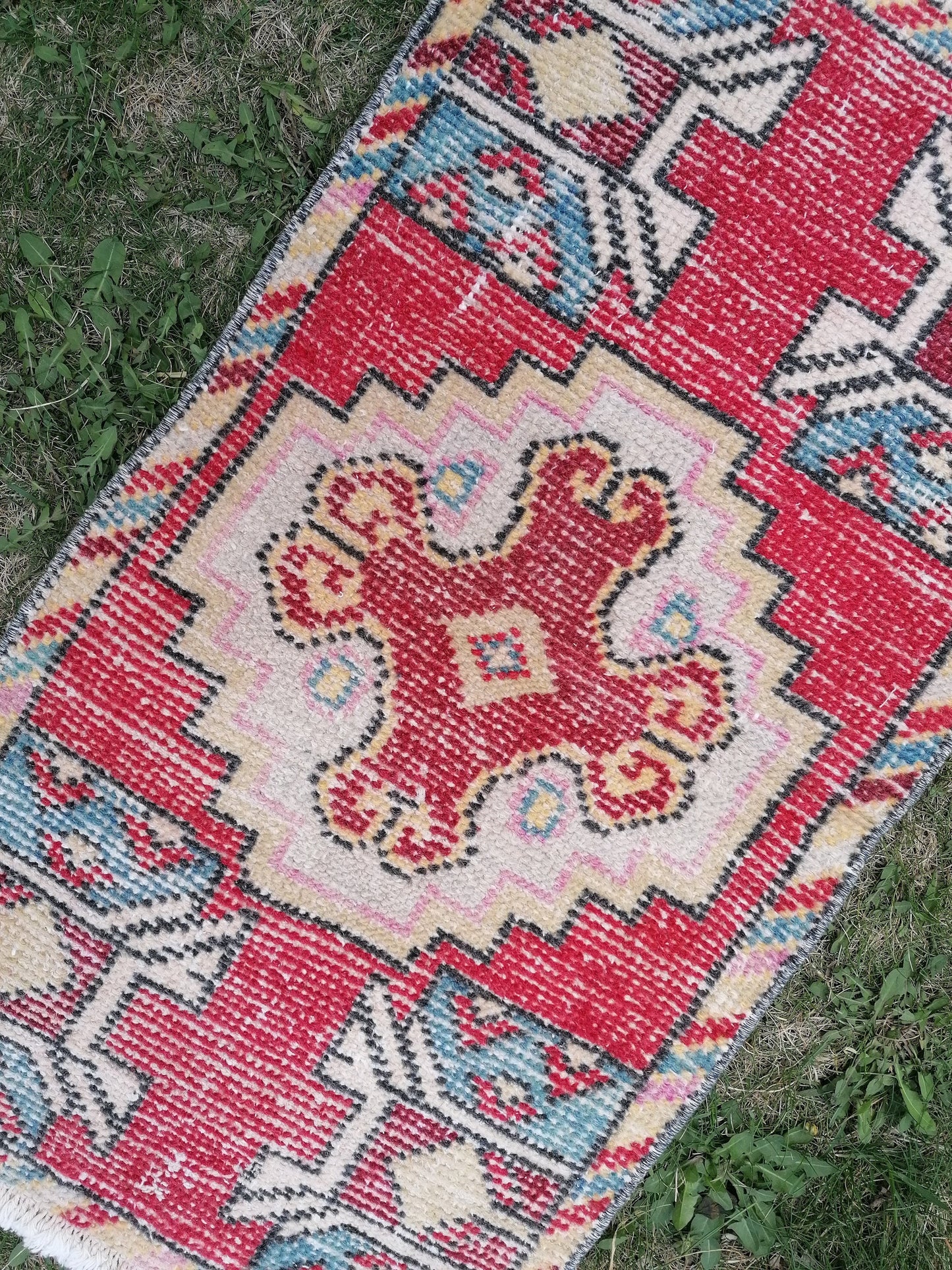 Vintage turkish rug, small oushak vintage rug, vintage rug,kitchen rug, vintage anatolian rug 2'10x1'7 feet