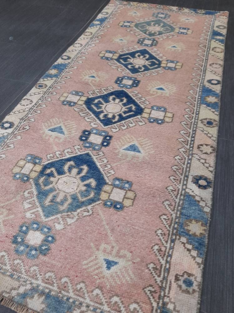 Muted Oushak Runner 2.4 x 5.5 Turkish Runner Rug Vintage Runner Rug Hallway Runner Rug Kitchen Runner Rug Wool Runner Rug Wool Oushak Rug
