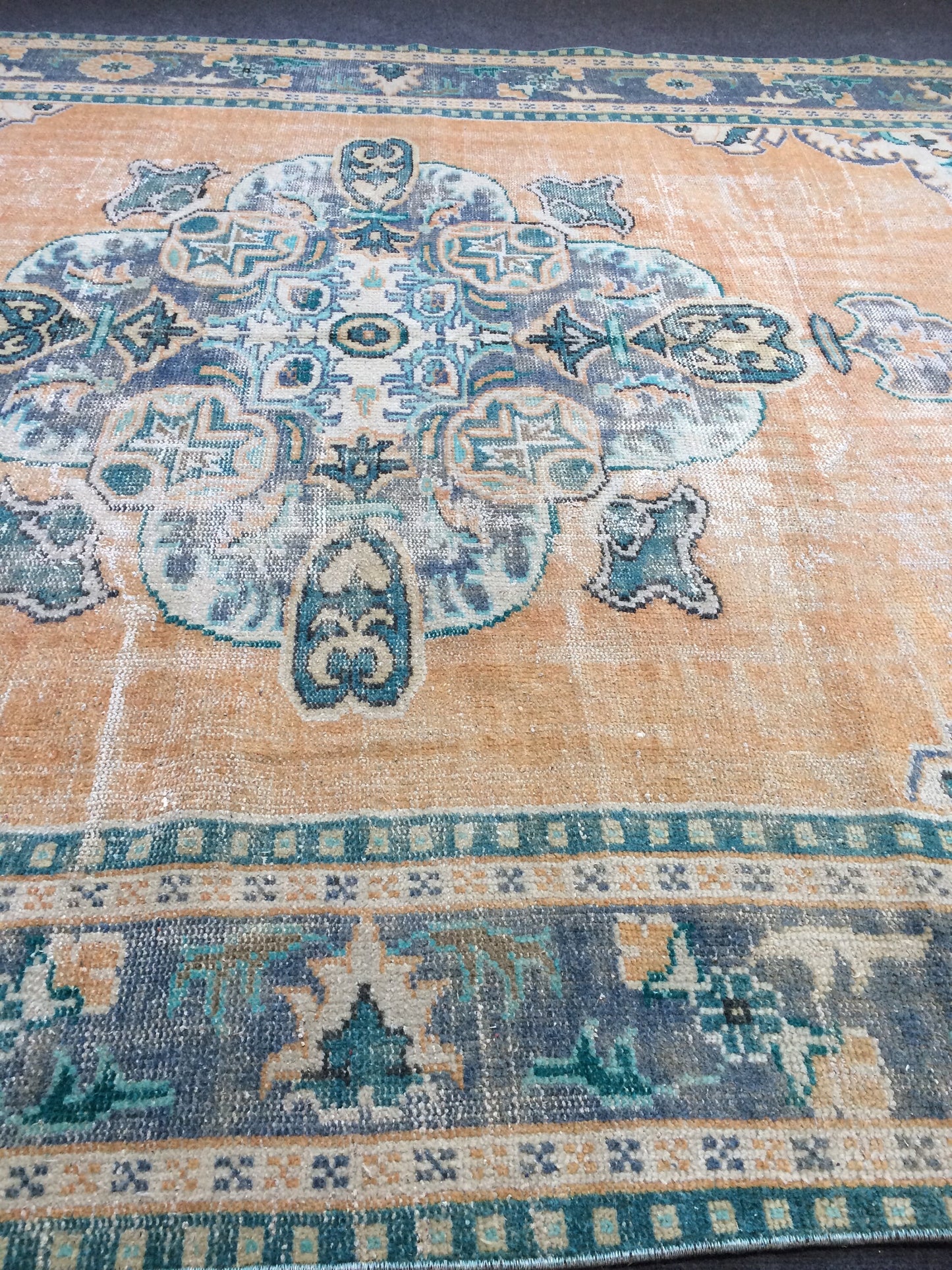 11.4 x 7 Turkish Rug Vintage Rug Oushak Rug Wool Rug