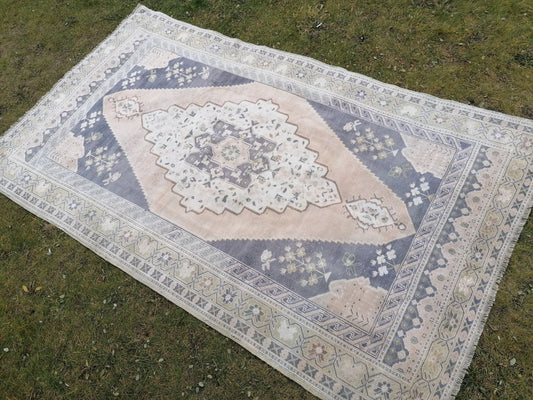 5.8 x 9.8 turkish rug, vintage rug, oushak rug,decorative turkish rug,