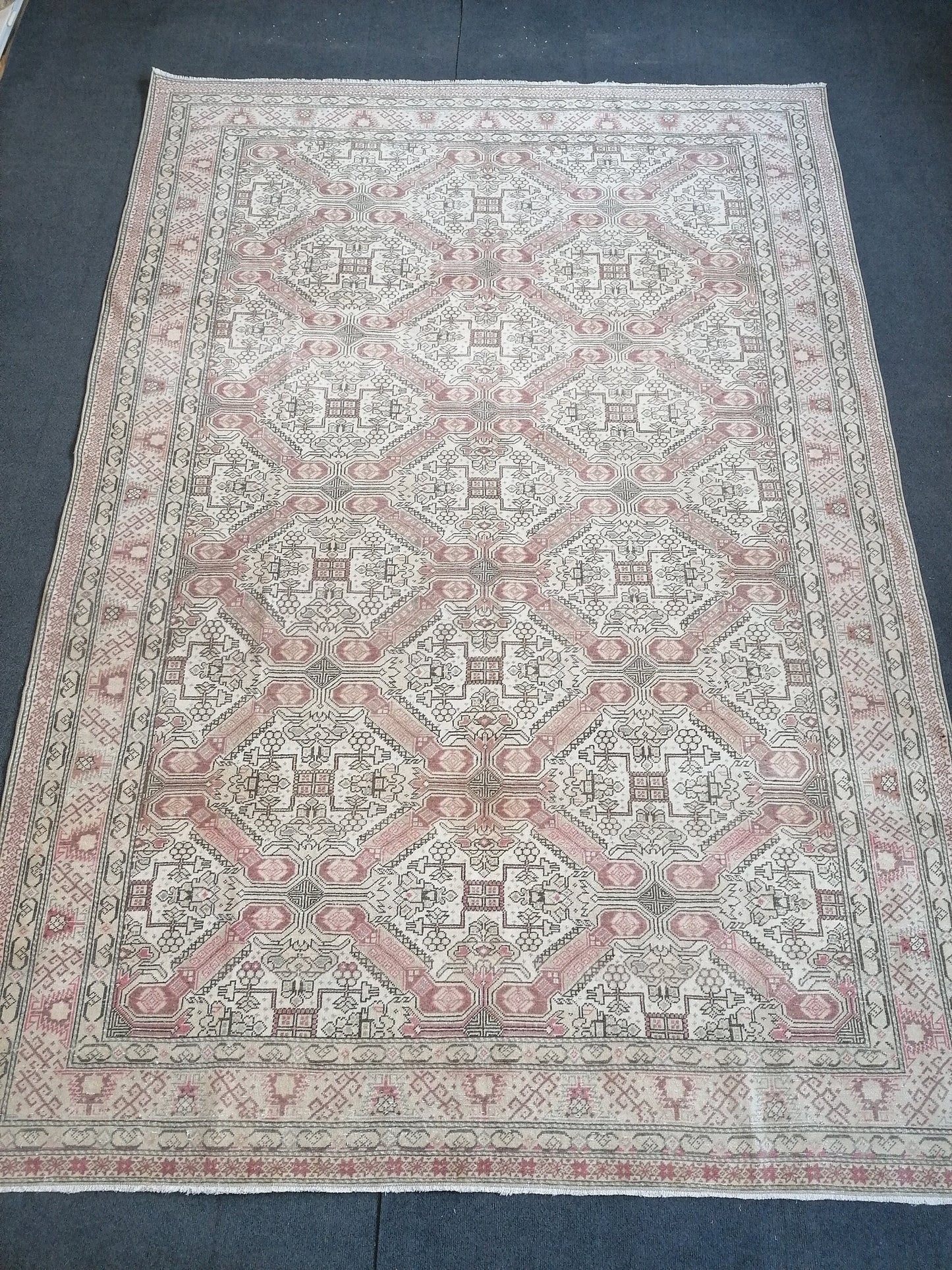Larger vintage rug 6’4x9’5 oushak rug, vintage anatolian rug,kitchen rug unique hand made rug