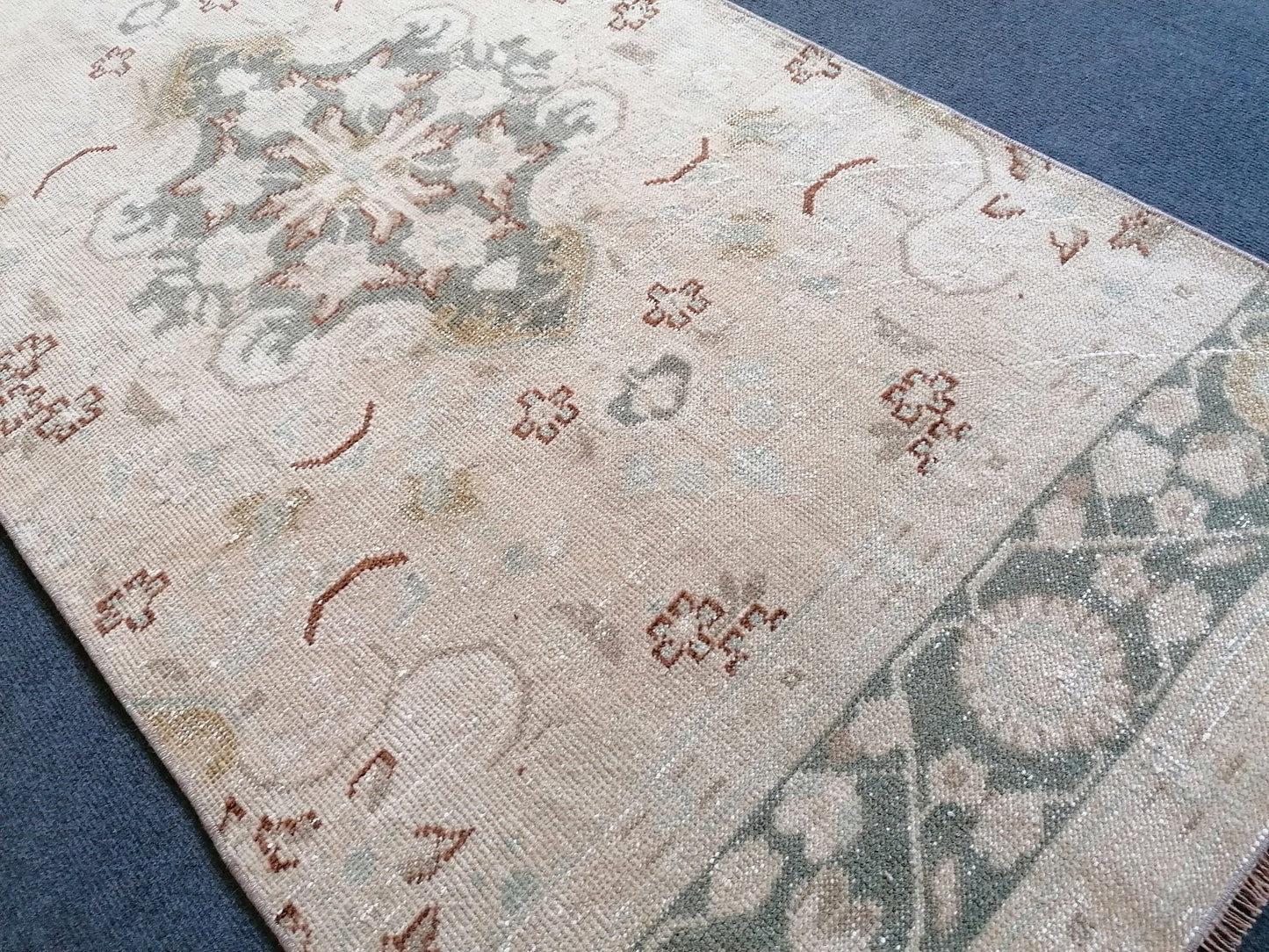 13'6x2'7 turkish runner rug,runner rug,vintage oushak runner rug,kitchen runner rug,hallway runner rug,vintage runner rug,oushak runner rug