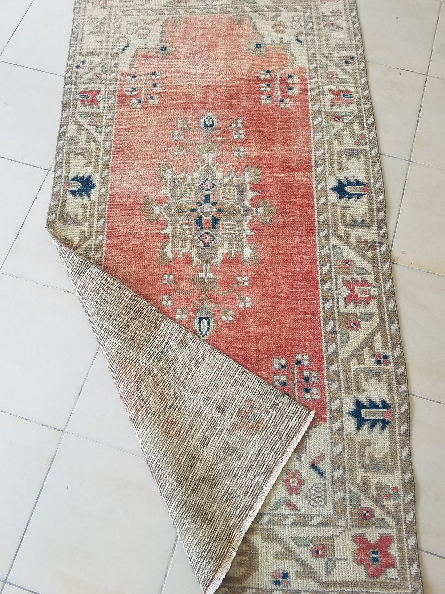 6'3x3'2 handmade vintage rug,wool area rug,