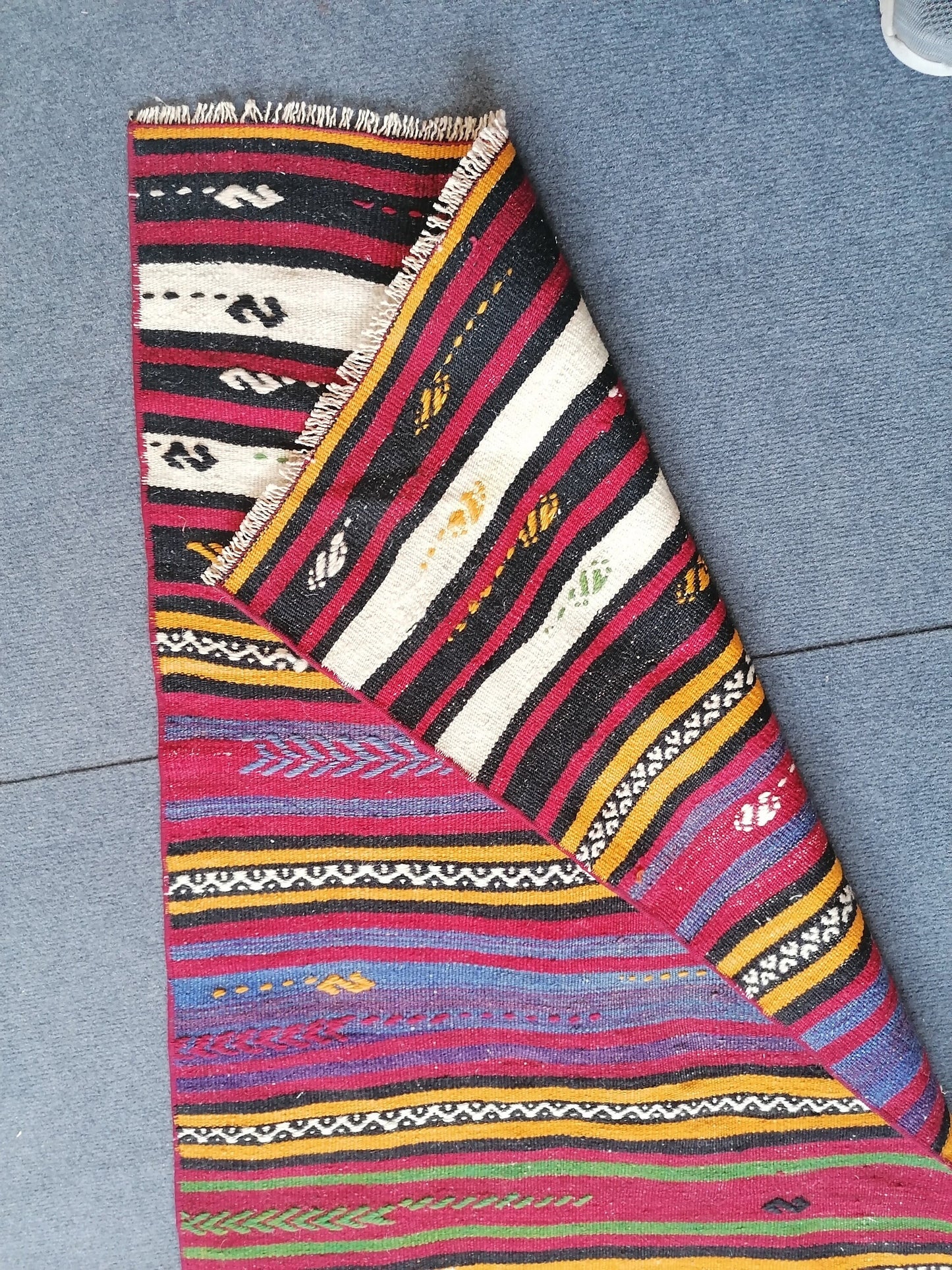 5'10x2 flat woven rugs, hand made flatweave rug, oushak rug, rustic rug, bohemian rug, rug runner, turkish rug, farmhouse rug, vintage rug